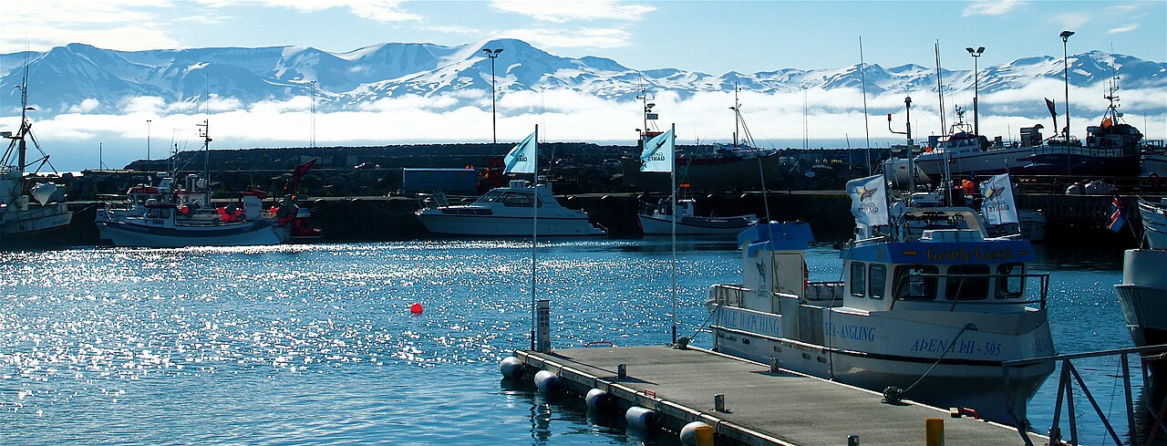Coastal cod and halibut fishing boat in Iceland